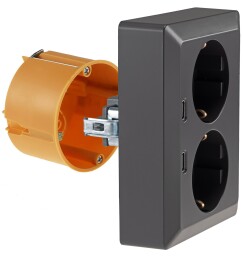 MILOS Schutzkontakt-Steckdose 2-fach 250V~/16A 1x UP 2x USB C/PD anthrazit