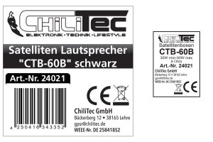 Satelliten Lautsprecher CTB-60B Paar 60W 8Ohm 164x120x135mm schwarz