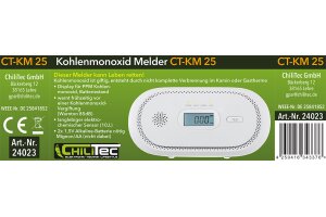 Kohlenmonoxid Melder CT-KM 25 EN 50291 zertifiziert