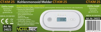 Kohlenmonoxid Melder CT-KM 25 EN 50291 zertifiziert