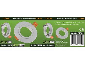 Einbaustrahler CT-K86 Kunstoff Ø 86mm für 50mm Lampen Weiß