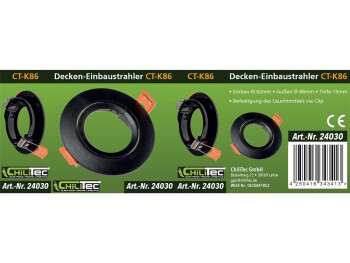 Einbaustrahler CT-K86 Kunstoff Ø 86mm für 50mm Lampen schwarz