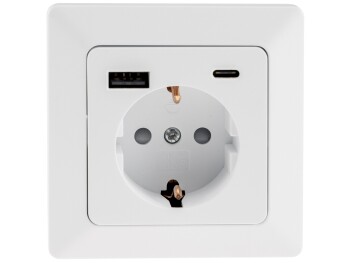 MILOS Schutzkontakt-Steckdose matt weiß 230V~/ 16A Unterputz USB-A/C PD 3.0