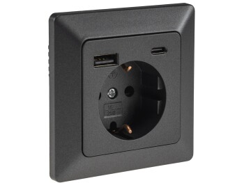 MILOS Schutzkontakt-Steckdose anthrazit 230V~/ 16A...