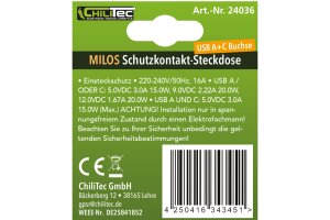 MILOS Schutzkontakt-Steckdose anthrazit 230V~/ 16A Unterputz USB-A/C PD 3.0