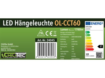 LED Hängeleuchte CT-OL CCT 60 230V 60cm 18W CCT 3000-6000k