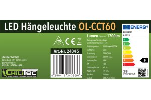 LED Hängeleuchte CT-OL CCT 60 230V 60cm 18W CCT 3000-6000k