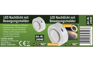 LED Nachtlicht mit Bewegungsmelder Akku Dämmerungssensor 2700k