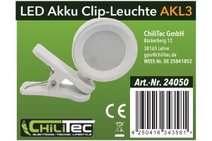 LED Akku Clip-Leuchte CT-AKL3 Dimmbar CCT 3000k-6000k weiß