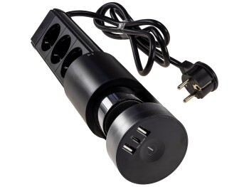 3-fach Tischsteckdose CT-KS 3 USB-A + C 20W PD 3m Kabel Schwarz