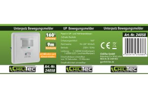 Bewegungsmelder 160° Unterputz IR & Akustik Sensor 3-Draht weiß