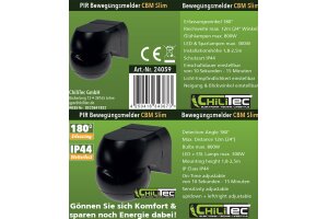 Aufputz Bewegungsmelder CBM-SL black 180° LED geeignet IP44 1-800W,
