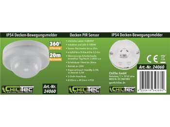 Decken-Aufputz-Bewegungsmelder 360° PIR mit Präsenzfunktion 20m Detektion
