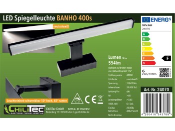 LED Spiegelleuchte Banho 400s 230V 6,2W 554lm 40cm Neutralweiß