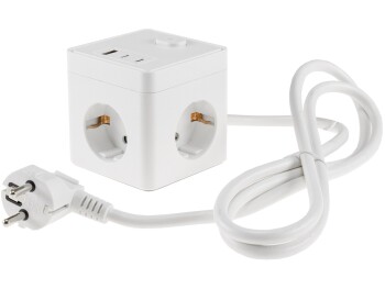Steckdosen-Würfel mit USB-Ladebuchsen USB-A...