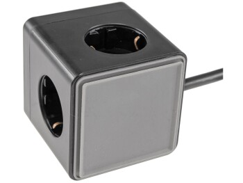 Steckdosen-Würfel mit USB-Ladebuchsen USB-A /USB-C,3-fach 1,5m Kabel schwarz