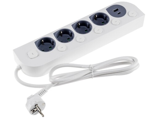 4-fach Steckdosenleiste mit Schalter USB-A / C Einzelschaltung 1,5m Kabel