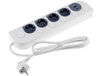 4-fach Steckdosenleiste mit Schalter USB-A / C...