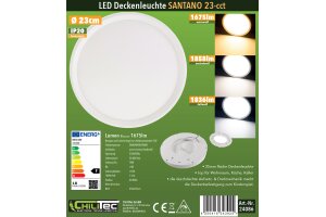 LED Deckenleuchte Santano 23 CCT Ø 23cm 18W CCT 3000/4000/6000k