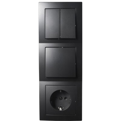 Schalter und Steckdosen Set McPower Flair Tür 3-fach matt schwarz 4-teilig