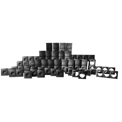 Schalter und Steckdosen Set McPower Flair Komplett matt schwarz 100-teilig
