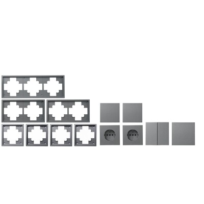 Schalter und Steckdosen Set McPower Shallow Flur 13-teilig anthrazit