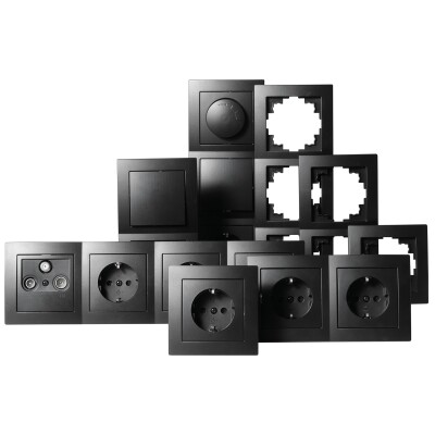 Schalter und Steckdosen Set McPower Flair Wohnlandschaft matt schwarz 20-tlg.