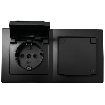 Steckdosen Set McPower Flair Beginner 2S-IP44 matt schwarz