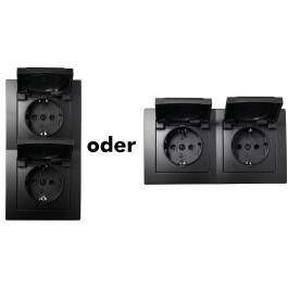 Steckdosen Set McPower Flair Beginner 2S-IP44 matt schwarz