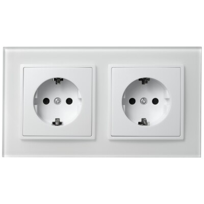 Steckdosen Set McPower Flair Beginner 2S-Style Profi weiß + Glasrahmen Steckanschluss