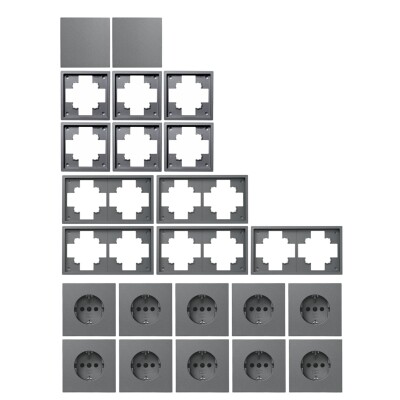 Schalter und Steckdosen Set McPower Shallow Niveau 23-teilig anthrazit