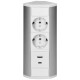 Steckdosenblock Aufbau silber-weiß 2-fach 2x USB (Typ A+C) 3680W