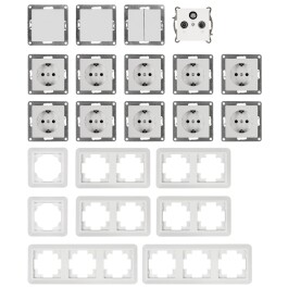 Schalter und Steckdosen Set McPower Cup Komfort 22-teilig weiß