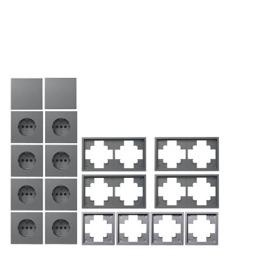 Schalter und Steckdosen Set McPower Shallow Starter 16-teilig anthrazit