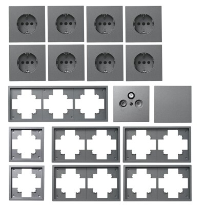 Schalter und Steckdosen Set McPower Shallow Arbeitszimmer 17-teilig,anthrazit