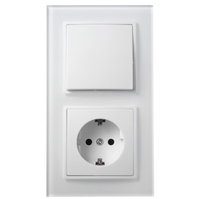 Schalter und Steckdosen Set McPower Flair Tür 2-fach-Style weiß + Glasrahmen