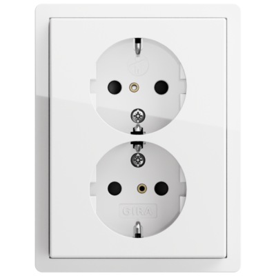 GIRA 2-fach-SCHUKO-Steckdose SP + Rahmen Flächenschalter Reinweiß