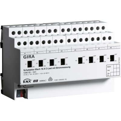 GIRA Schaltaktor 8-fach 16 A Hand + Strom C-Last KNX REG