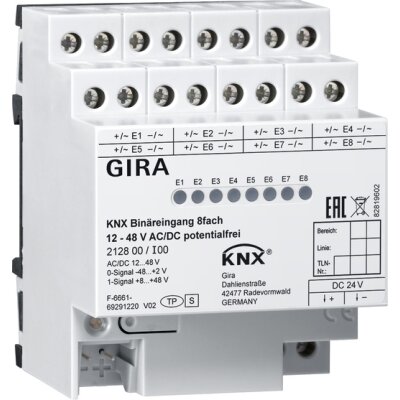 GIRA Binäreing. 8-fach 12 - 48 V AC/DC pot.frei KNX REG