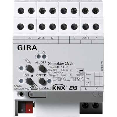GIRA Dimmaktor 2-fach 2 x 300 W/VA KNX REG