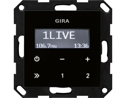 GIRA UP-Radio RDS ohne Lautsprecher System 55 Schwarzglasoptik