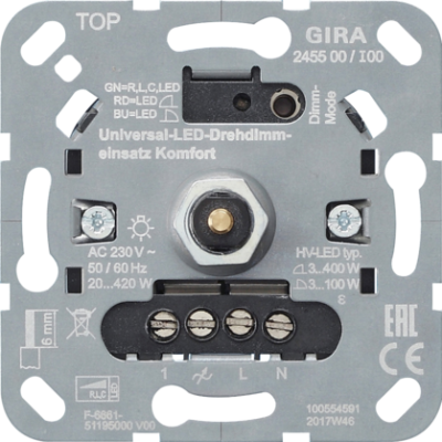 GIRA S3000 Uni-LED-Drehdimmeins. Komfort Einsatz