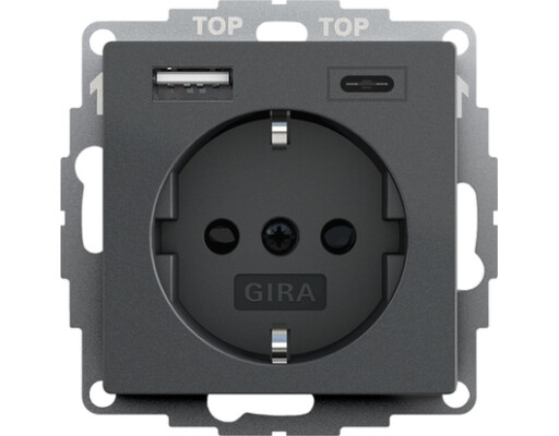 GIRA SCHUKO SP USB-Spannungsvers. 2-fach Typ A/C System 55 Anthrazit