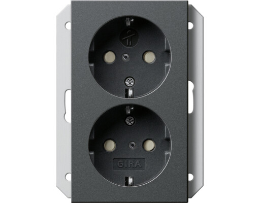 GIRA 2-fach-SCHUKO-Steckdose SP f. UP-Dose 1-fach System 55 Anthrazit