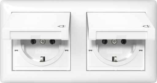 GIRA SCHUKO-Steckdose KD + Set IP44 + Rahmen 2-fach Gira Standard 55 Reinweiß