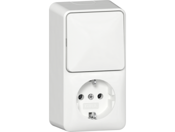 GIRA Kombi AusWe/SCHUKO senkrecht + Montageplatte AP...