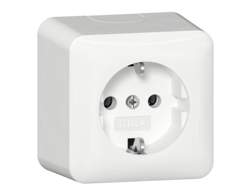 GIRA SCHUKO-Steckdose + Montageplatte AP Reinweiß
