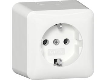 GIRA SCHUKO-Steckdose + Montageplatte AP Reinweiß