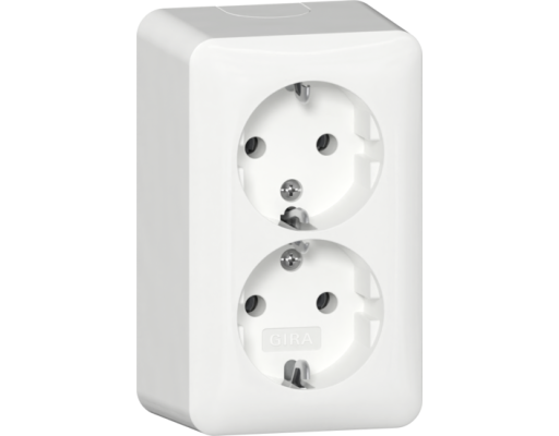 GIRA 2-fach-SCHUKO-Steckdose + Montageplatte AP Reinweiß