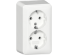 GIRA 2-fach-SCHUKO-Steckdose + Montageplatte AP Reinweiß
